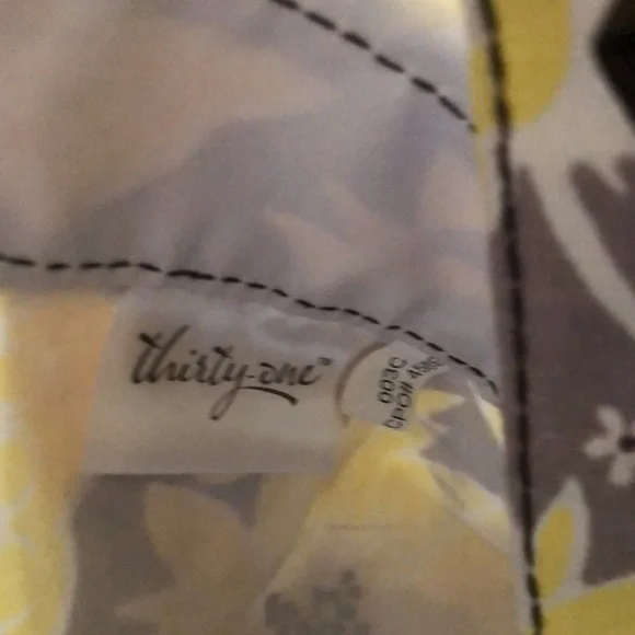 thirty one large spring Floral Yellow and Brown Tote Bag - Picture 11 of 11